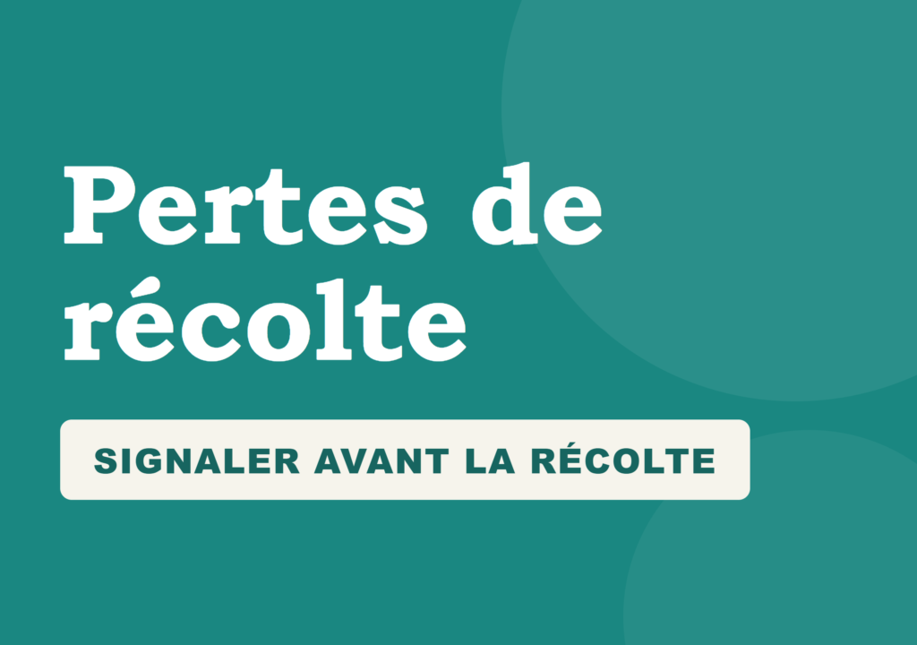 Vignette de l'article : « Pertes de récolte », avec la mention « Signaler avant la récolte »
